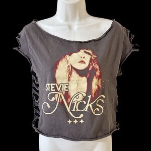 Stevie Nicks DIY Graphic Tour Crop Top Shirt- Gray